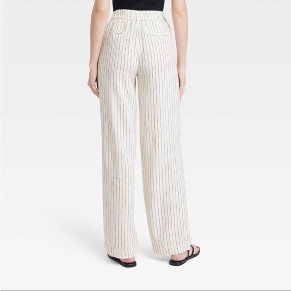 NWOT A NEW DAY HIGH RISE LINEN PLEATED PANTS 🖤 - Picture 3 of 11